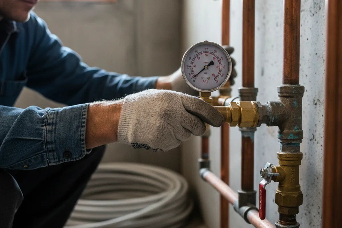 Pressure testing a repaired line during Water Line Repair in Woonsocket